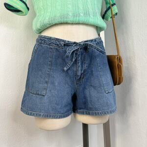 Vintage Y2K Denim Jean Shorts Waist Tie Size 7